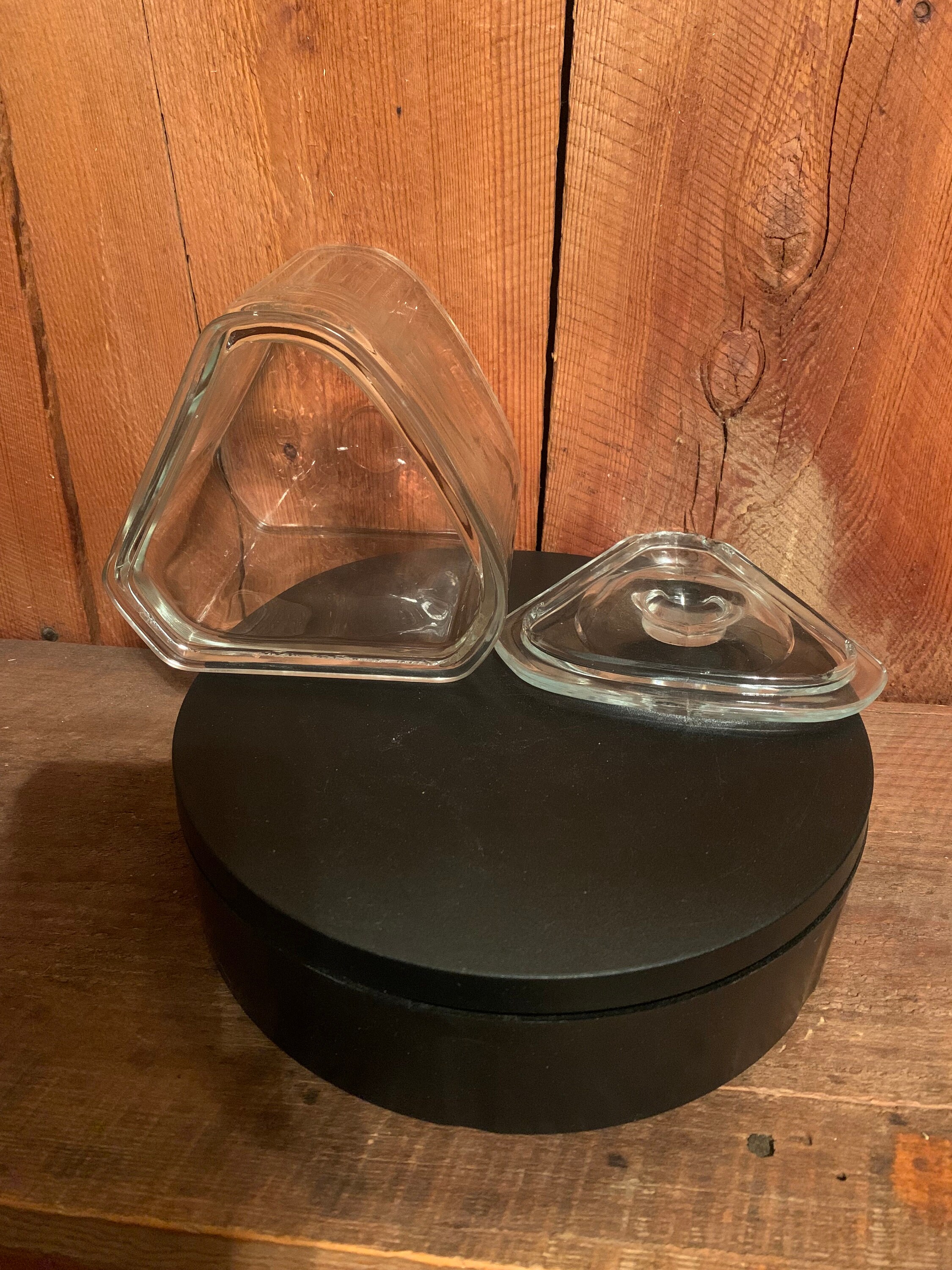 Vintage Clear Glass Triangular Scurlock Kontanerette Refrigerator ...