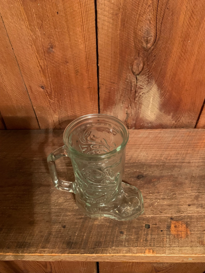 Vintage Libbey Canada Clear Glass Cowboy Boot Beer Mug 1970s Era Glass