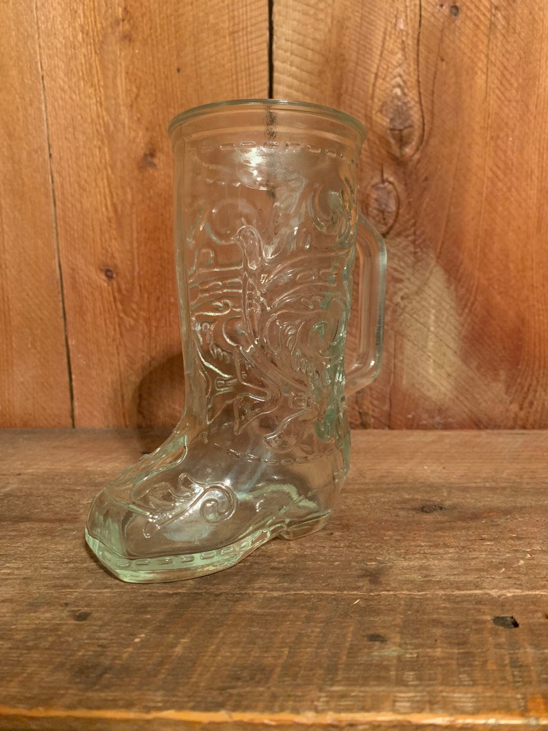 Vintage Libbey Canada Clear Glass Cowboy Boot Beer Mug 1970s Era Glass