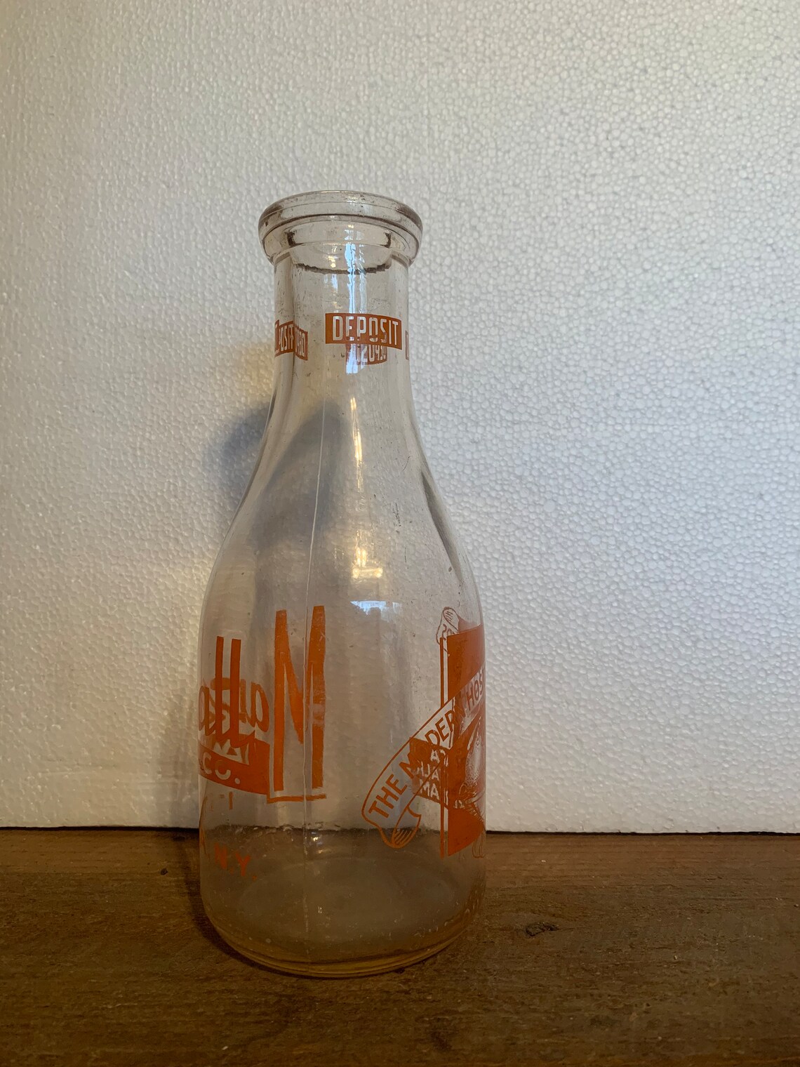Vintage Marshall Dairy Co. Ithaca NY Clear Glass Milk Bottle Etsy