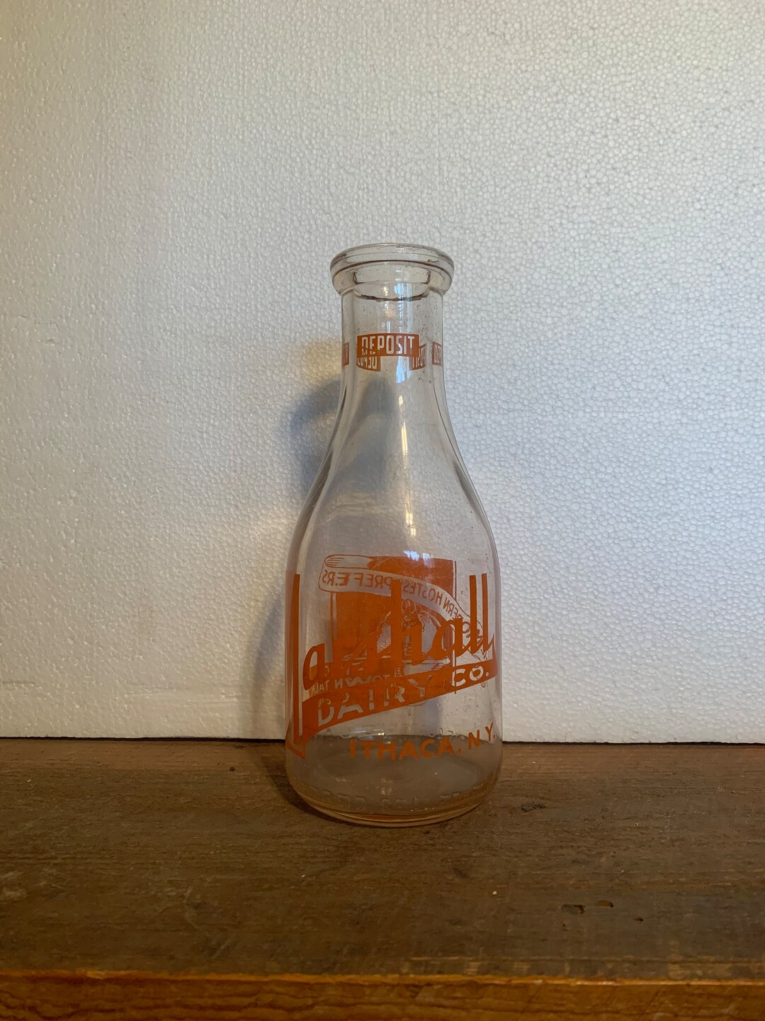 Vintage Marshall Dairy Co. Ithaca NY Clear Glass Milk Bottle Etsy