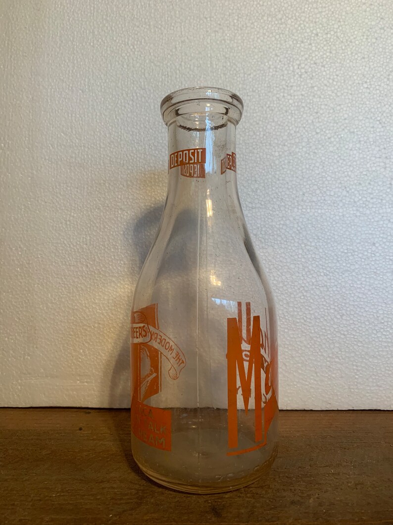 Vintage Marshall Dairy Co. Ithaca NY Clear Glass Milk Bottle Etsy