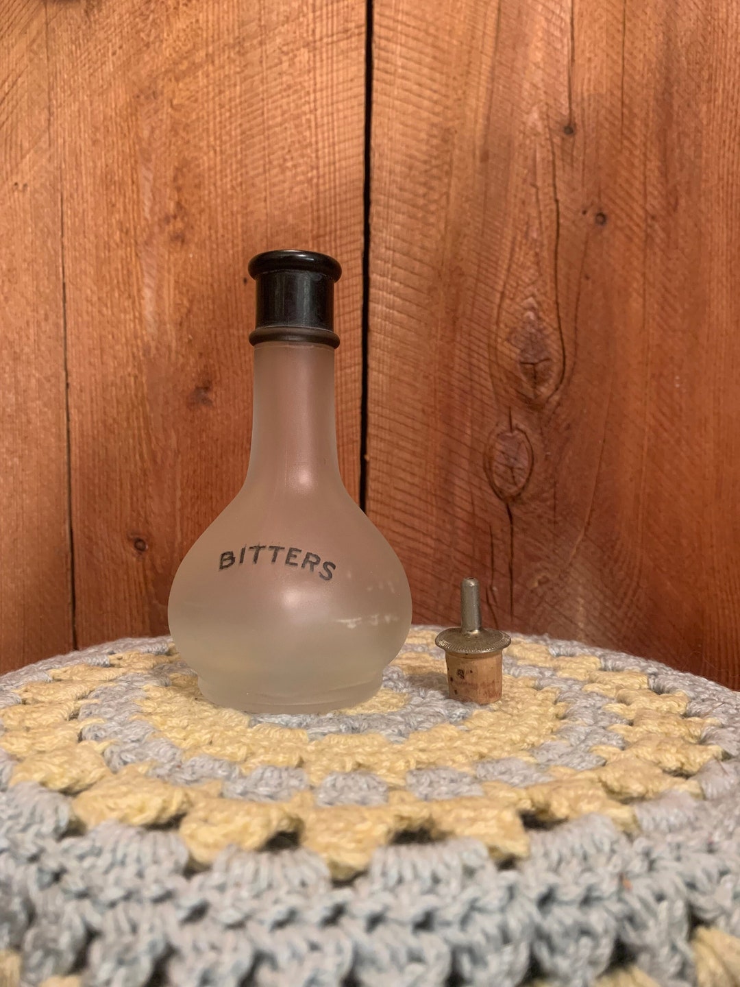 Vintage Frosted Bitters Bottle 1940s Bottle With Original Dasher Spout