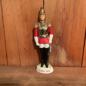 Vintage Sicilian Gold Italian Royal Guard Figurine Wine Bottle | Collectible Wine Decanter | Royal Military Man Wine Decanter | 1960s Era