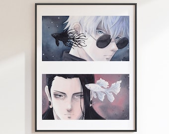 Akari | Gojo and Geto Anime Watercolour Giclée Print