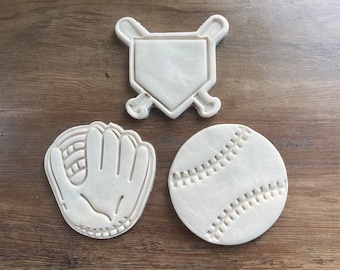 Baseball Cookie Cutters Set- Ball - Glove - Homeplate Bat - Custom Cookies for Team - Gift for Baseball Players
