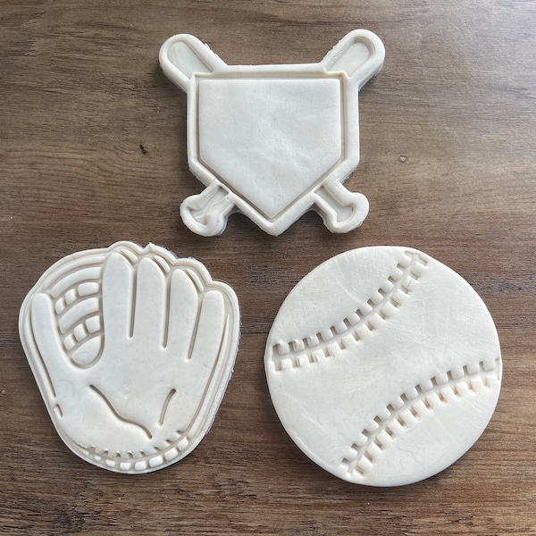 Baseball Cookie Cutters Set- Ball - Glove - Homeplate Bat - Custom Cookies for Team - Gift for Baseball Players