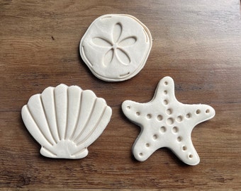 Summer Beach Theme Cookie Cutter and Stamp Set - Seashell - Sand Dollar - Starfish - Vacation - Custom Cookies