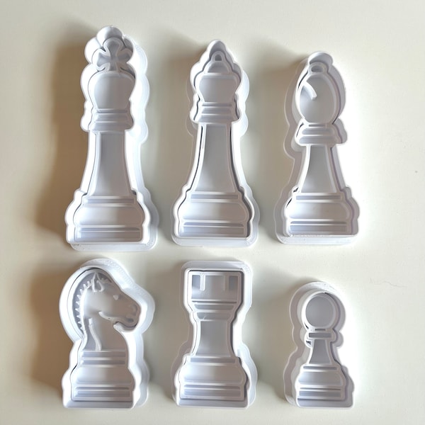 Chess Pieces Cookie Cutters with Detail Stamp - Full Set or Individual- Gift - Game Night