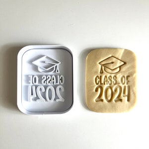 Class of 2024 Cookie Cutter With Stamp Customizable Year Dough Cutout ...