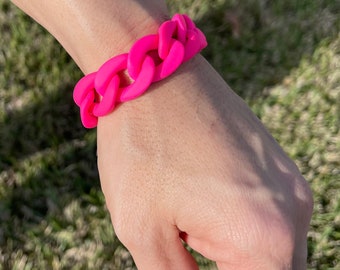 Chain link bracelet, pink bracelet, blue bracelet