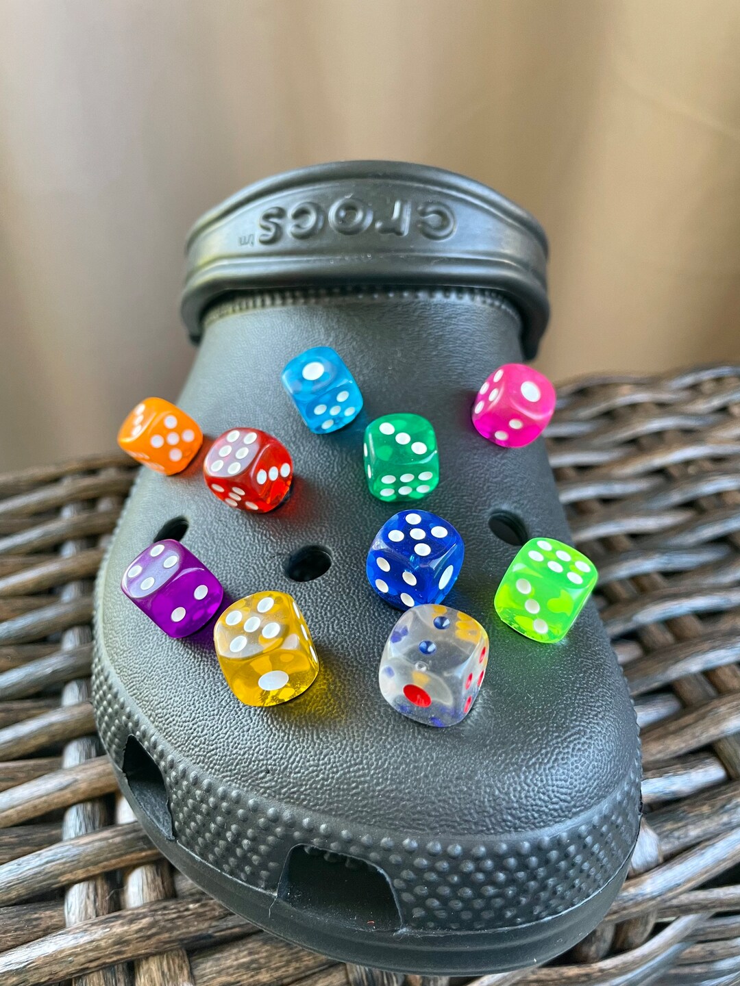 Dice Croc Charms, Translucent Dice Charms, Shoe Charms, Bunco Gift