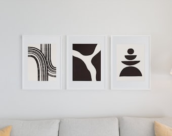 3 Piece Art Prints, Black and Brown Wall Art, Minimal Wall Art, Bedroom Wall Art, Dorm Wall Art, Office Wall Art, Printable Wall Art
