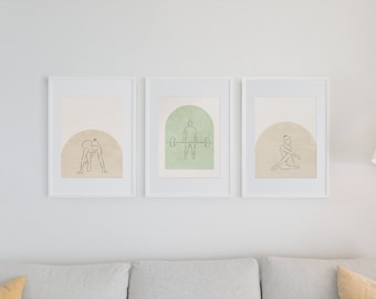Running Yoga Weightlifting Printable Wall Art Set | 3 Piece Wall art set | Weightlifting art | Running Art | Yoga Art | Printable Wall Art