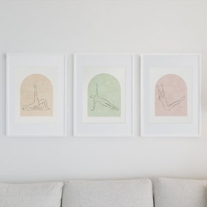 Pilates Printable Wall Art | 3 Piece Wall Art | Pilates line art set | Health and Wellness art prints