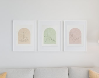 Pilates Printable Wall Art | 3 Piece Wall Art | Pilates line art set | Health and Wellness art prints