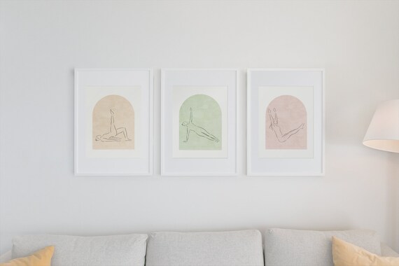 Pilates Printable Wall Art | 3 Piece Wall Art | Pilates line art set | Health and Wellness art prints