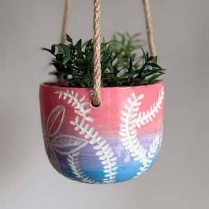 Wheel Thrown Ceramic Hanging Planter: Succulent Planter with Drainage