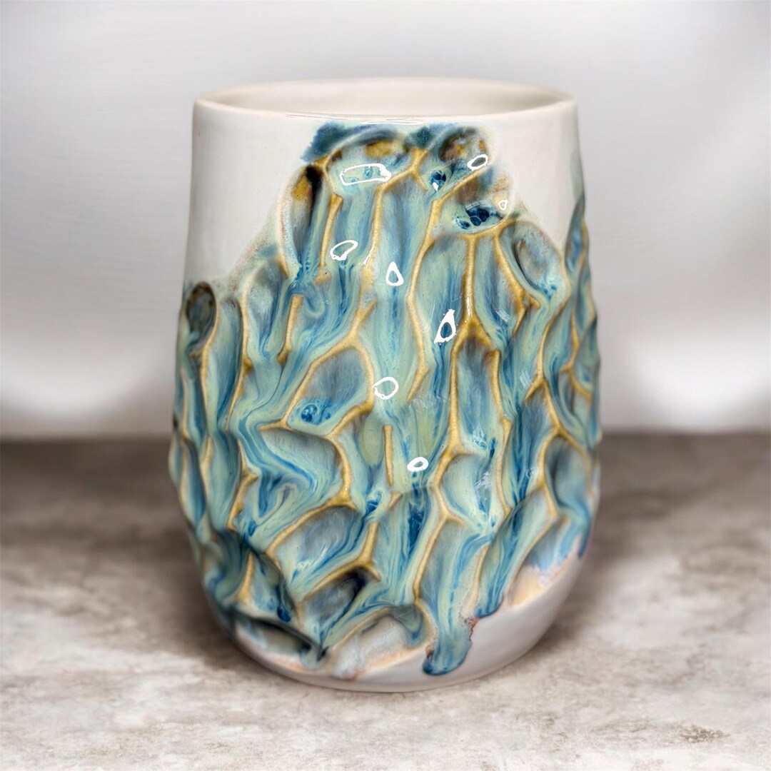 Hand Carved Ceramic Flower Vase | Wheel Thrown Glazed Pottery - Etsy