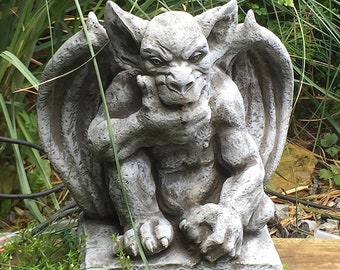 Fantasy gargoyle statue Concrete garden decor Stone guardian gargoyle sculpture Outdoor gothic ornament Cement monster figurine Backyard art