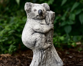 Koala on tree Koala bear statue Cement koala decor Stone koala figure Garden koala sculpture Wild animal ornament Concrete animal gift