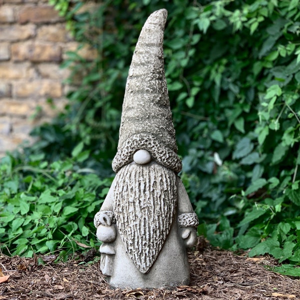 Large gnome with beard Garden gnome statue Outdoor gnome sculpture Old gnome figurine Funny gnome for backyard Fairy ornament Lovely gift