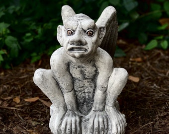 Sitting gargoyle statue Guardian gargoyle figure Stone massive gargoyle Garden gargoyle Lucifer figure Monster statue Grotesque statue decor