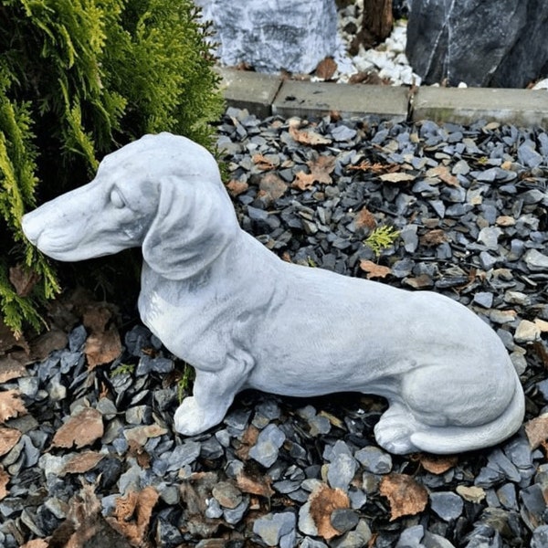 Concrete Dachshund Figurine Etsy