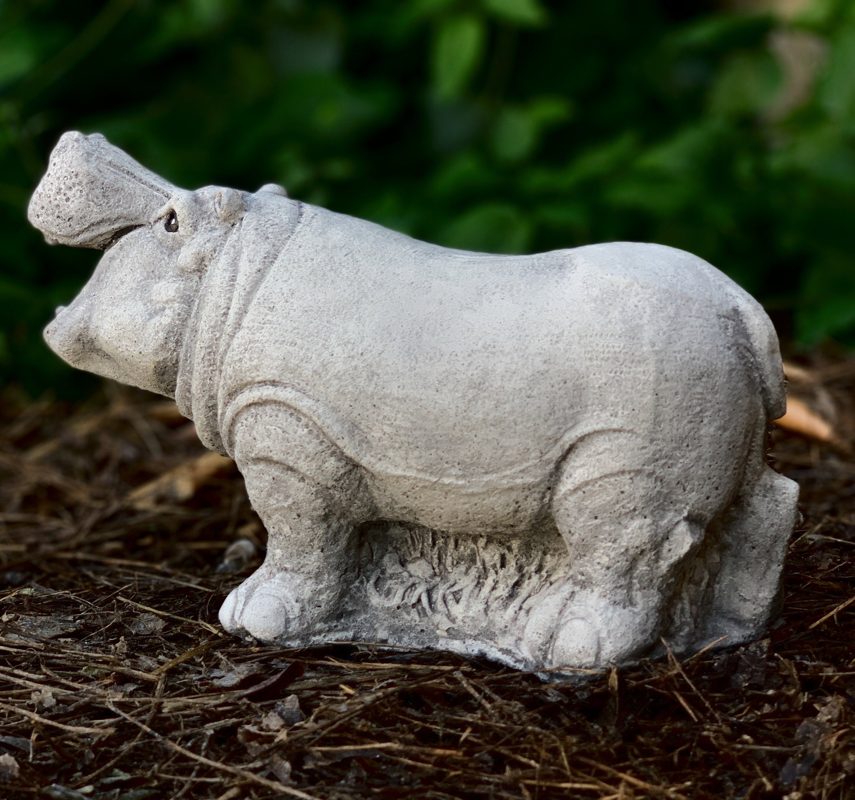 Wild Hippo Sculpture Cement Hippo Figurine Concrete Hippo Ornament