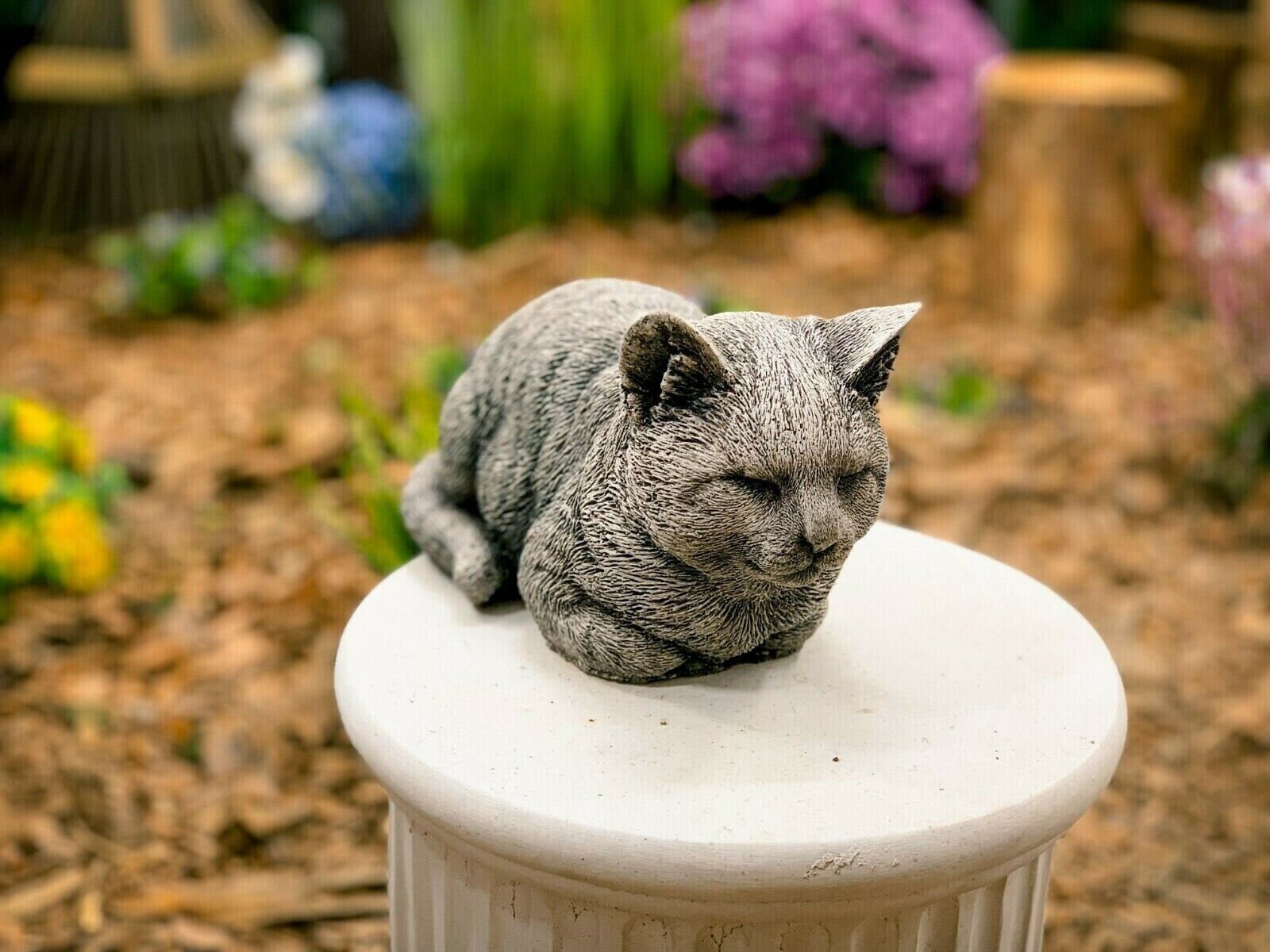 Stone Sleeping Cat Sculpture Concrete Cat Memorial Statue Etsy