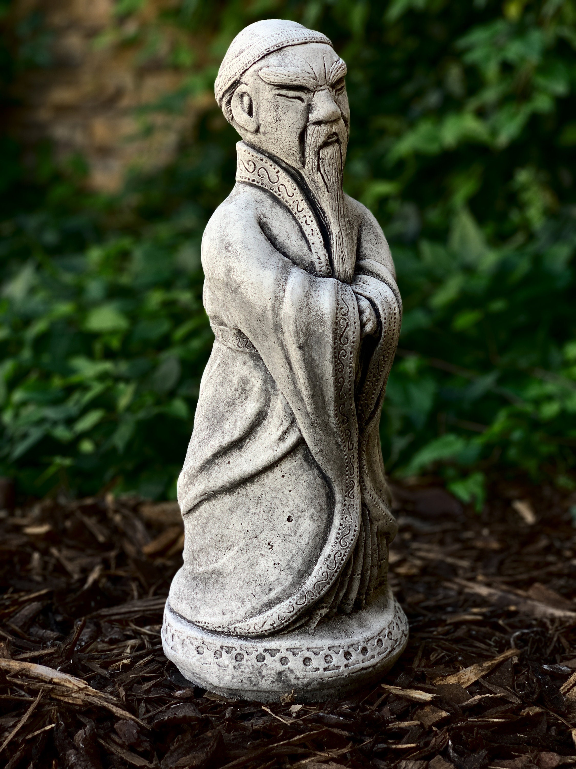 Concrete Wise Man Statue Chinese Man Sculpture Cement Old Man Garden