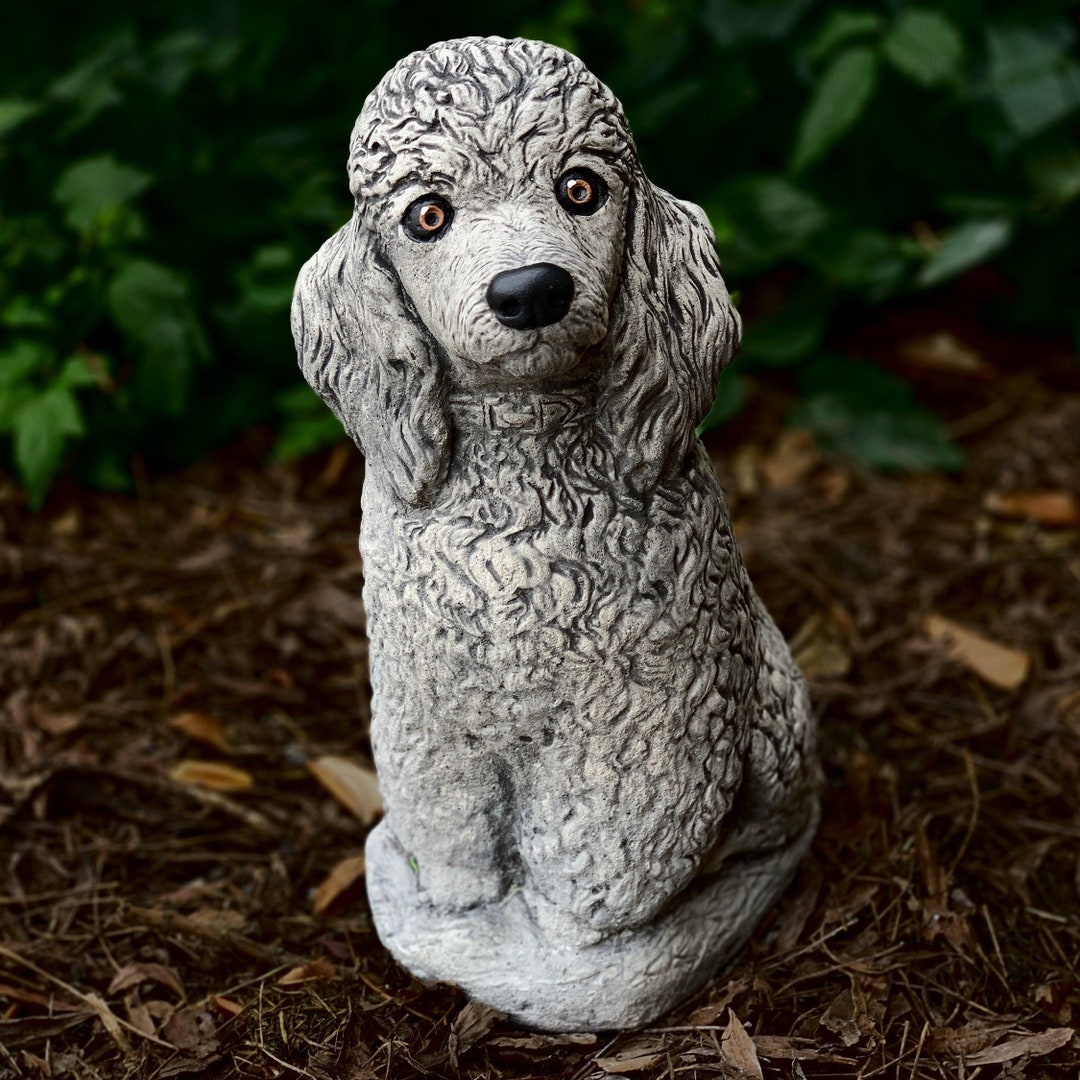 Concrete Poodle Sculpture Poodle Dog Figures Poodle Backyard Decor Dog