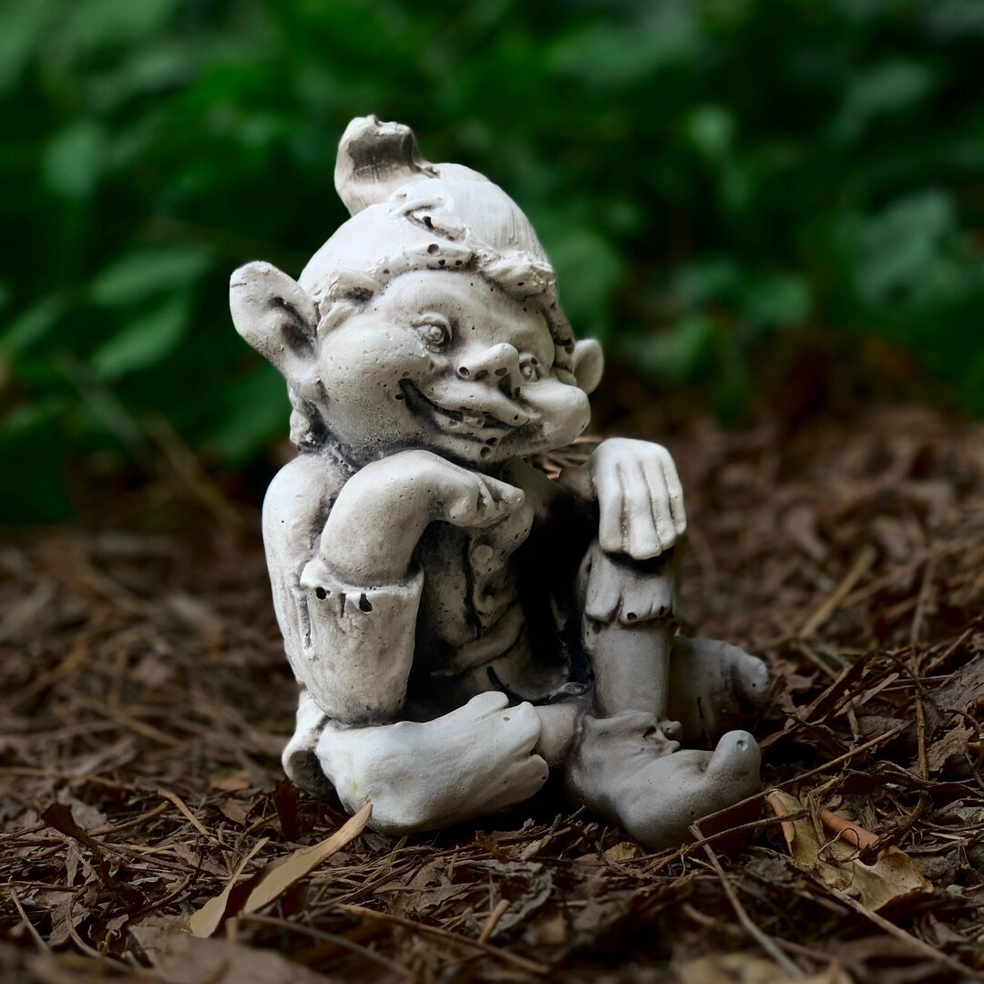 Forest Elf Statue Garden Elf Sculpture Concrete Fairy Ornament Etsy