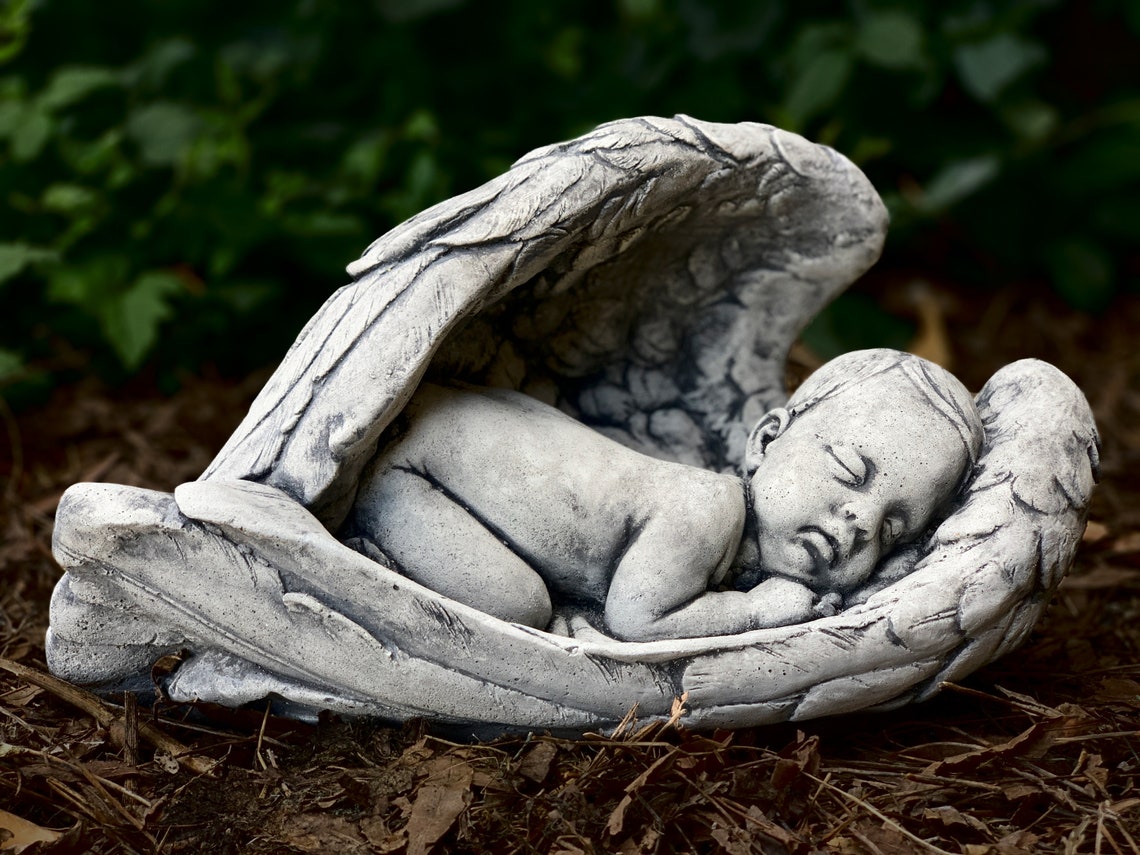 Concrete Baby Angel Statue Stone Angel Memorial Cement Angel Sculpture