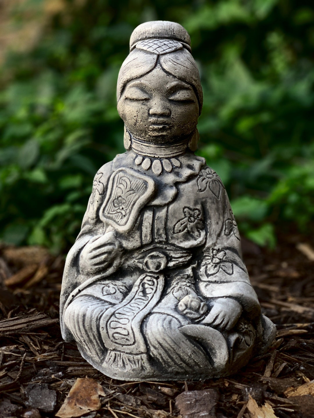 Chinese Woman Statue Concrete Chinese Decor Garden Woman Etsy