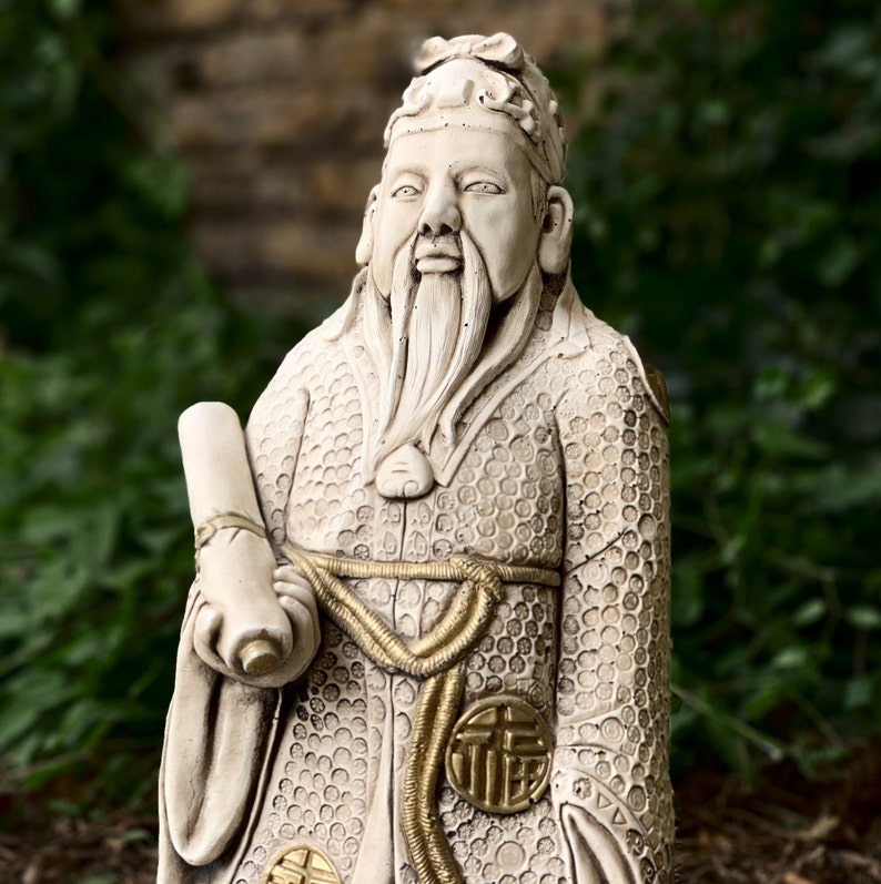 Wise Man Statue Chinese Man Sculpture Vintage Confucius Etsy