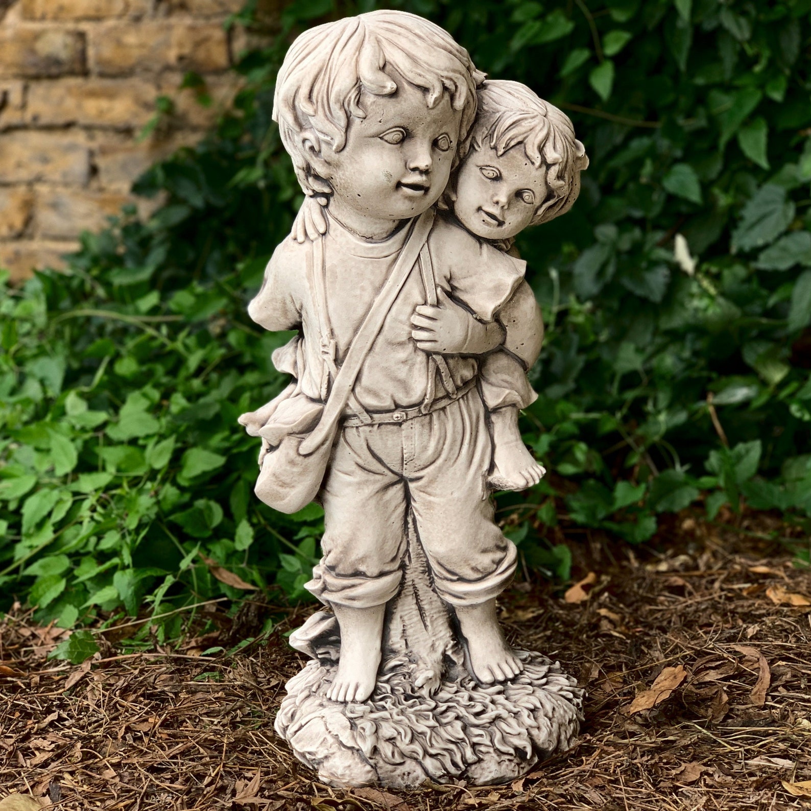 Concrete Boy and Girl Statue Kids Garden Figure Cement Etsy