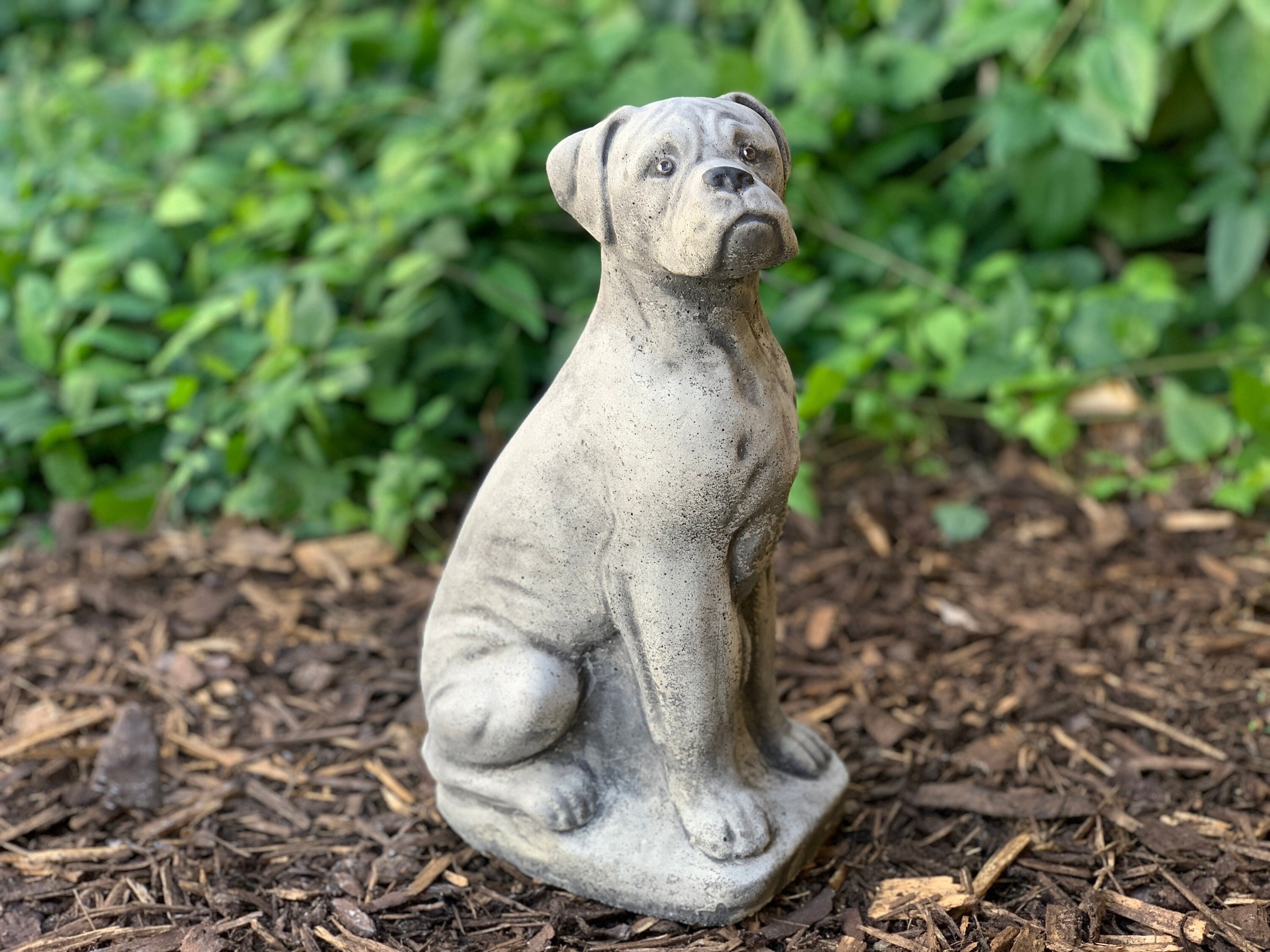 Boxer Dog Pups Stone Statue Animal Puppy Outdoor Garden