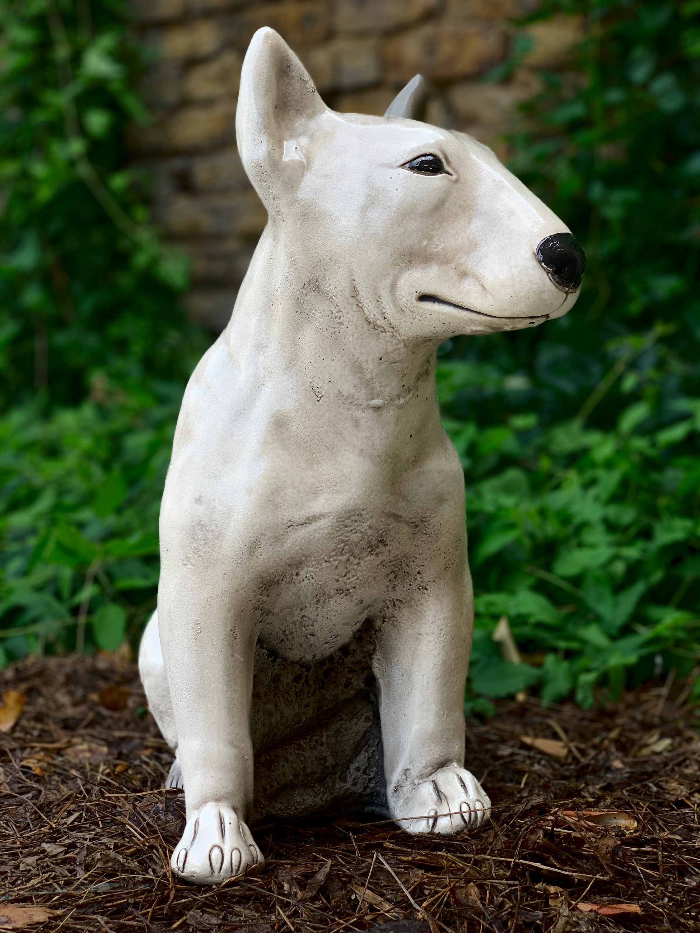 Cement Bull Terrier Statue Large English Bull Terrier Cement Etsy
