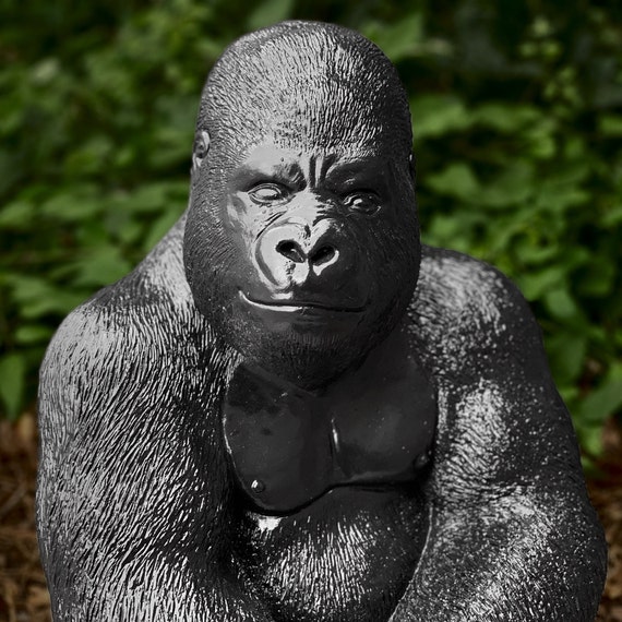 Huge Black Gorilla Statue Massive Gorilla Ornament Outdoor Gorilla  Sculpture Wild Gorilla Figure Stone Garden Gorilla Concrete Animal Statue 