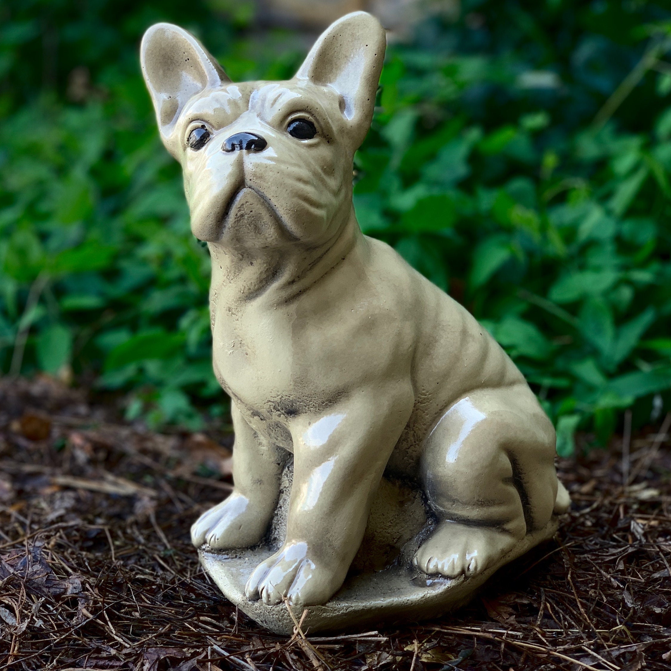 Stone Garden Bulldog Statue French Bulldog Ornament Concrete Etsy