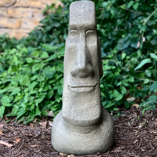 Stein Osterinsel Kopf Beton Moai Kopf Statue Zement Moai Kopf Skulptur Garten Kopf Figur Moai Kopf Dekor Hinterhof Ornament