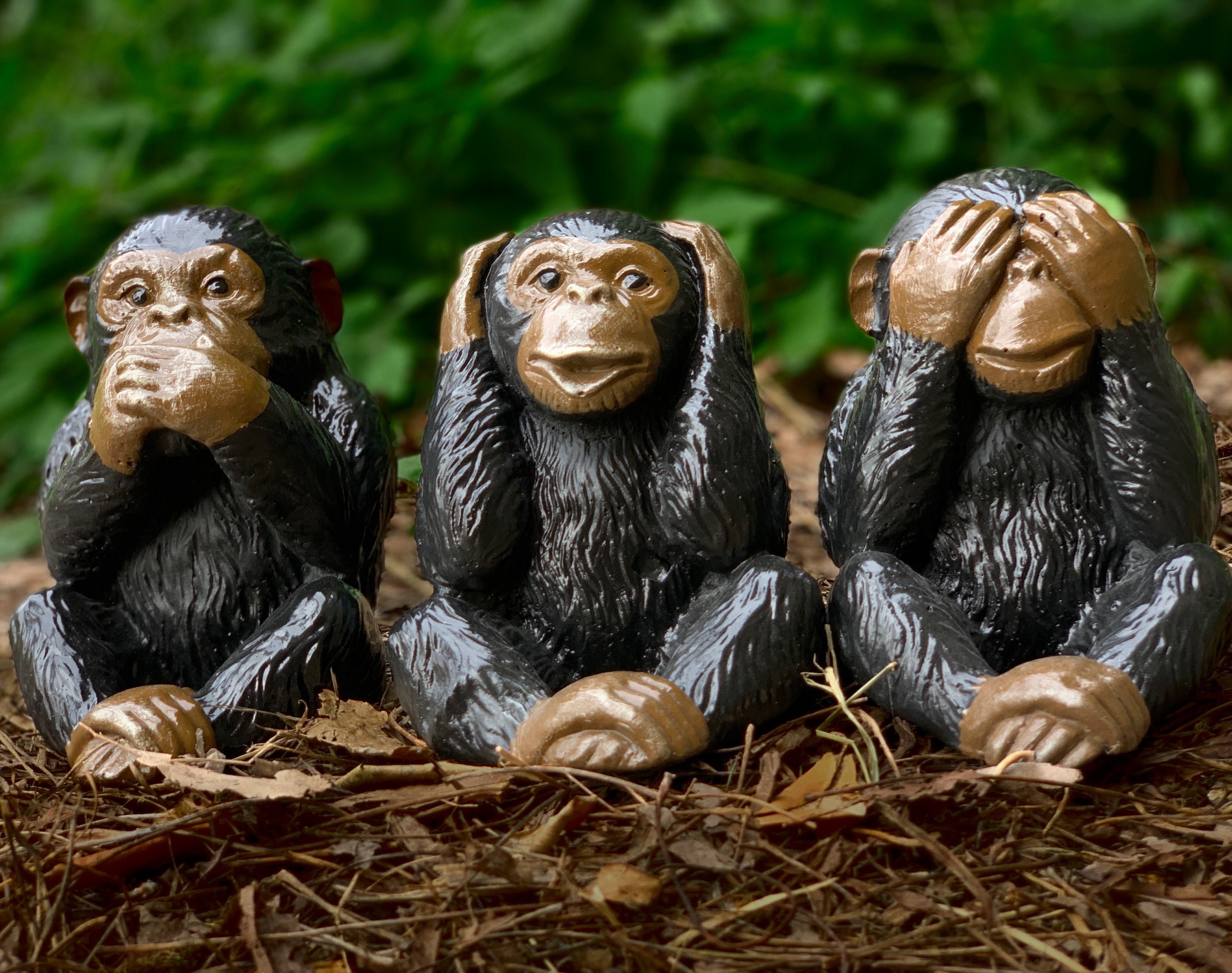 Cute Three Wise Monkeys Concrete Monkey Figurine Cement Monkey