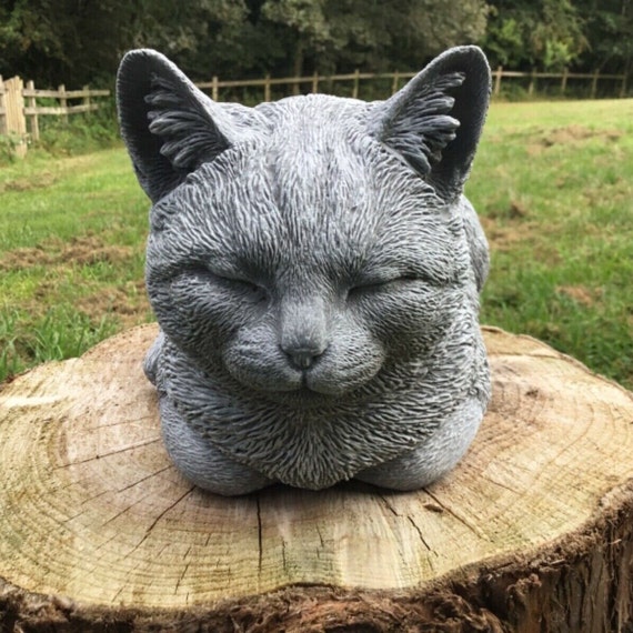 Sculpture chat curieux - Statue animaux de jardin H. 31cm, vente