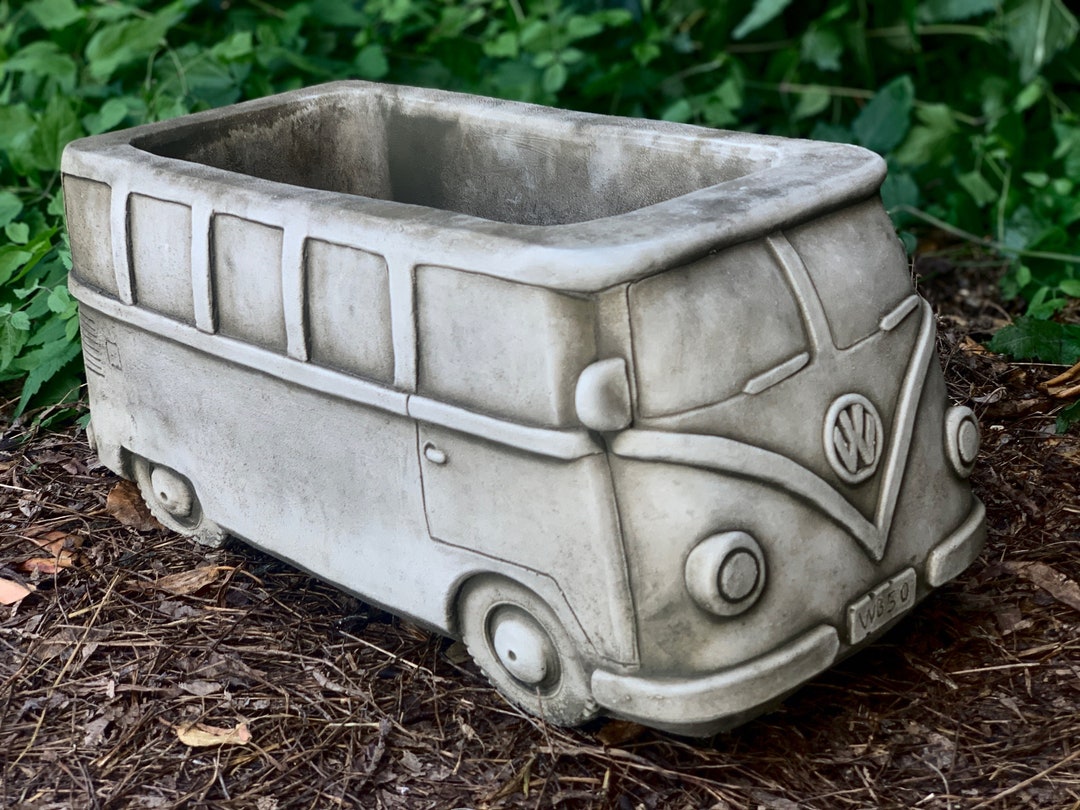 Hippie Bus Planter Statue Outdoor Campervan Planter Cement Hippie Bus