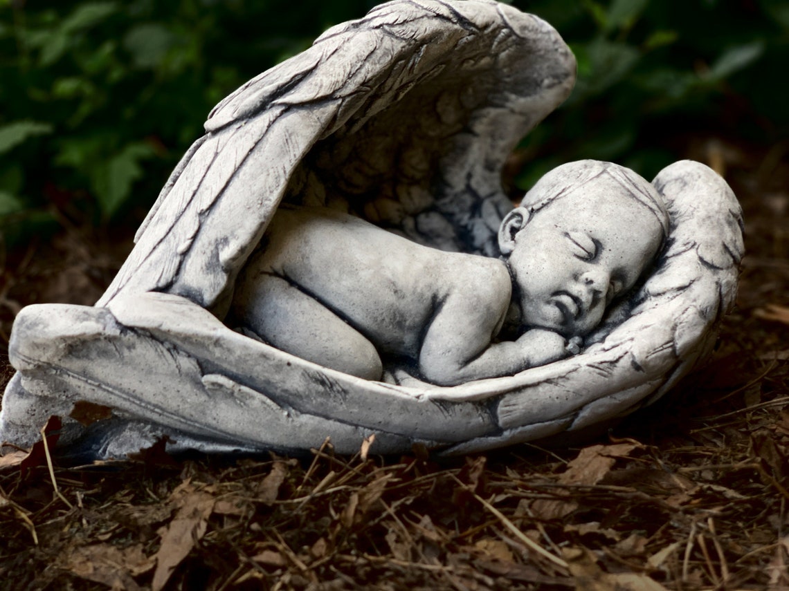 Concrete Baby Angel Statue Stone Angel Memorial Cement Angel Sculpture