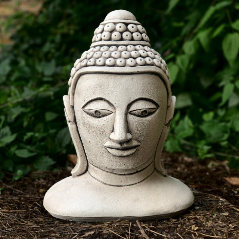Buddha Bust Statue Garden Buddha Decoration Buddha Head Etsy