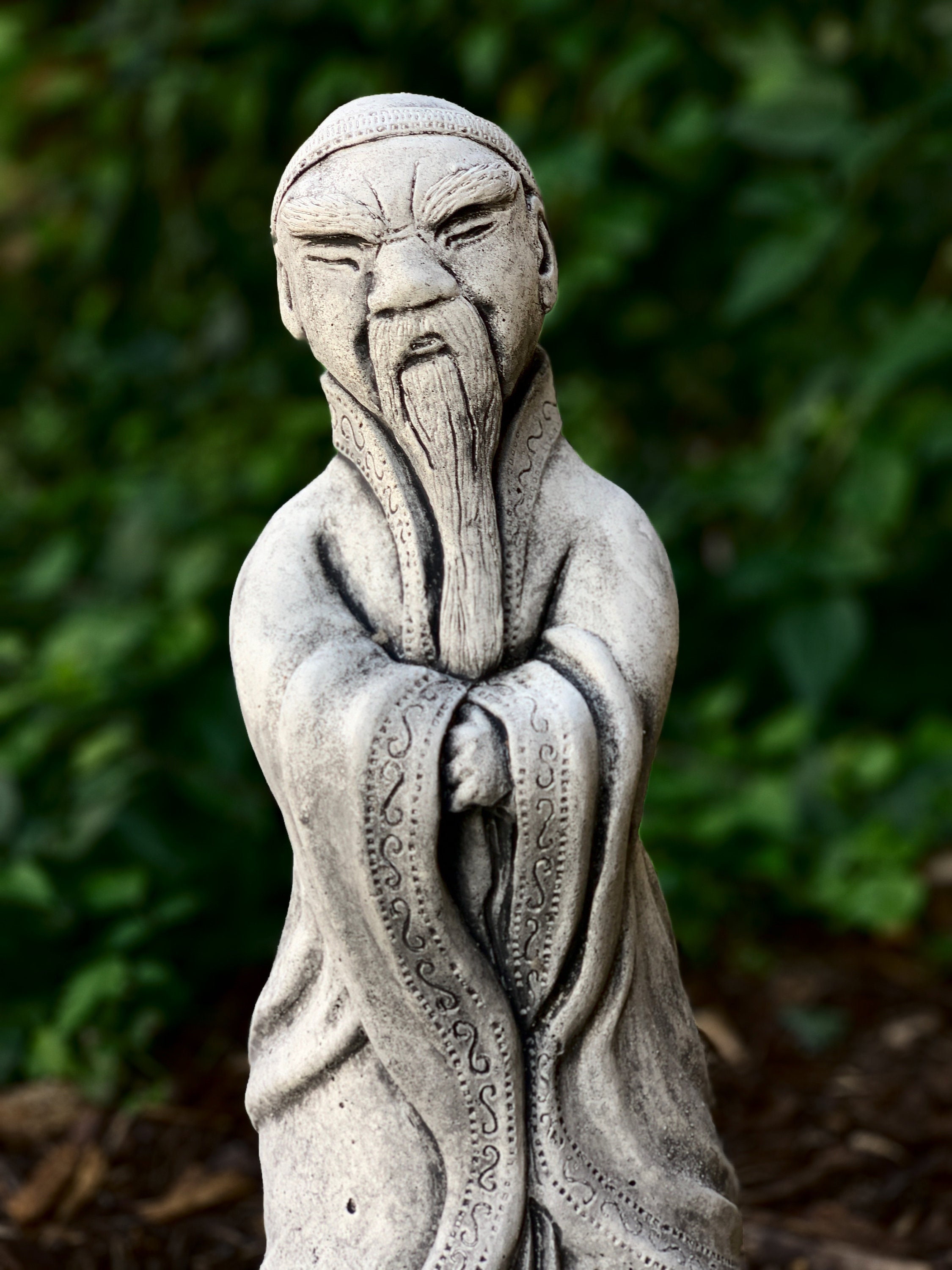Concrete Wise Man Statue Chinese Man Sculpture Cement Old Man Garden