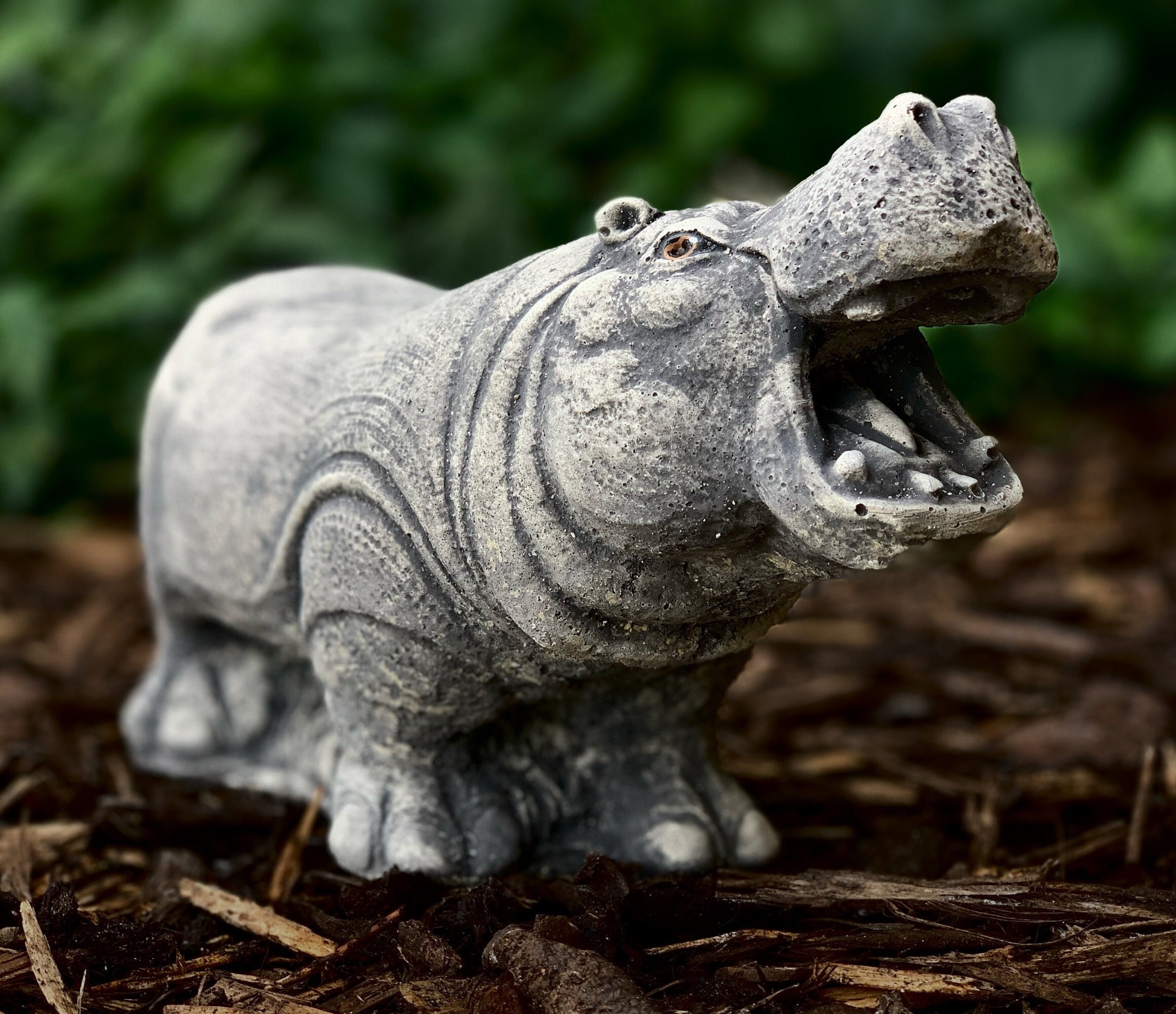 Cement Hippo Statue Concrete Hippo Sculpture Wild Animal Decor Stone