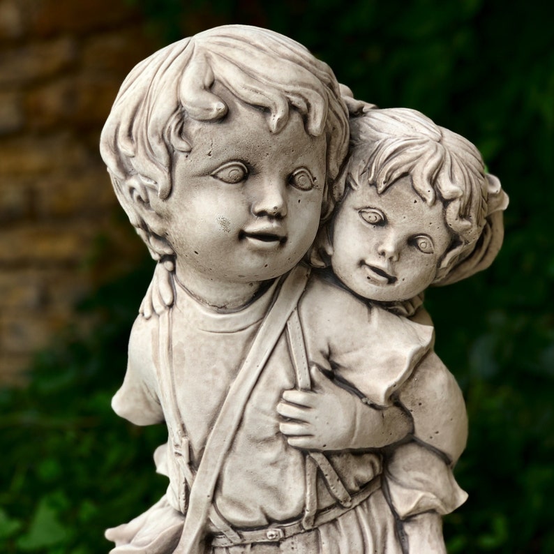 Concrete Boy and Girl Statue Kids Garden Figure Cement Etsy